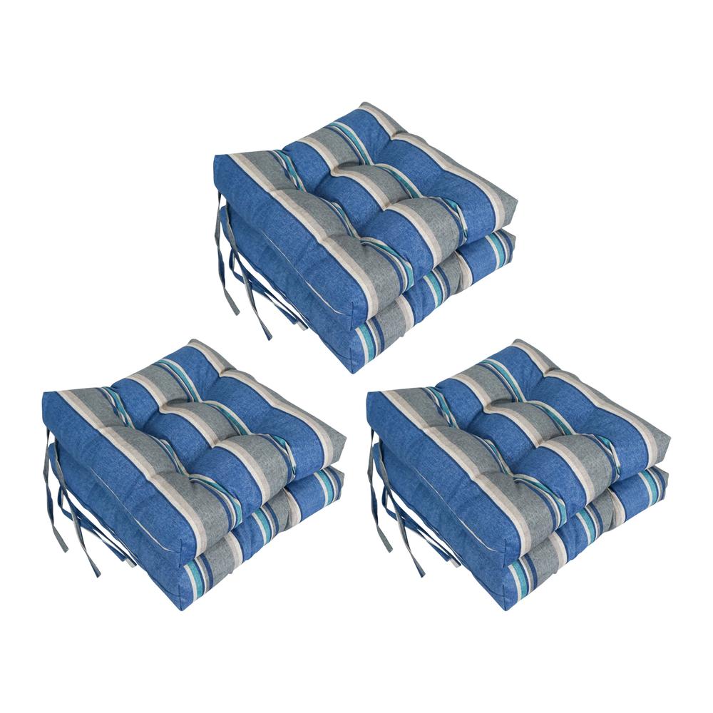 16-inch Spun Polyester Patterned Outdoor Square Tufted Chair Cushion. Picture 1