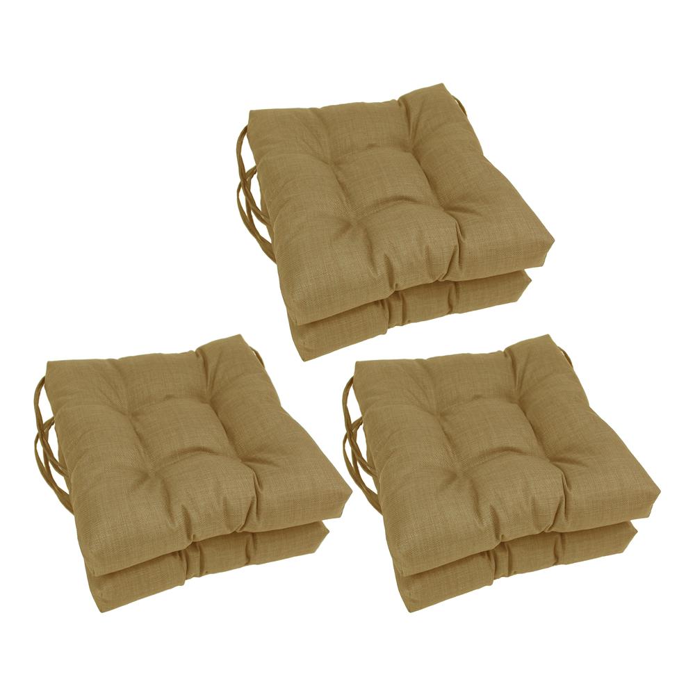 16-inch Spun Polyester Solid Outdoor Square Tufted Chair Cushion. Picture 1