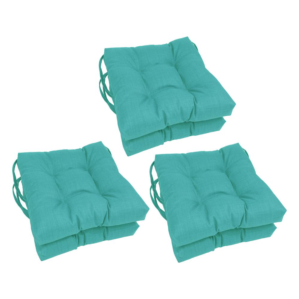 16-inch Spun Polyester Solid Outdoor Square Tufted Chair Cushion. Picture 1