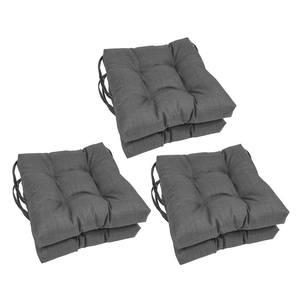 16-inch Spun Polyester Solid Outdoor Square Tufted Chair Cushion. Picture 1