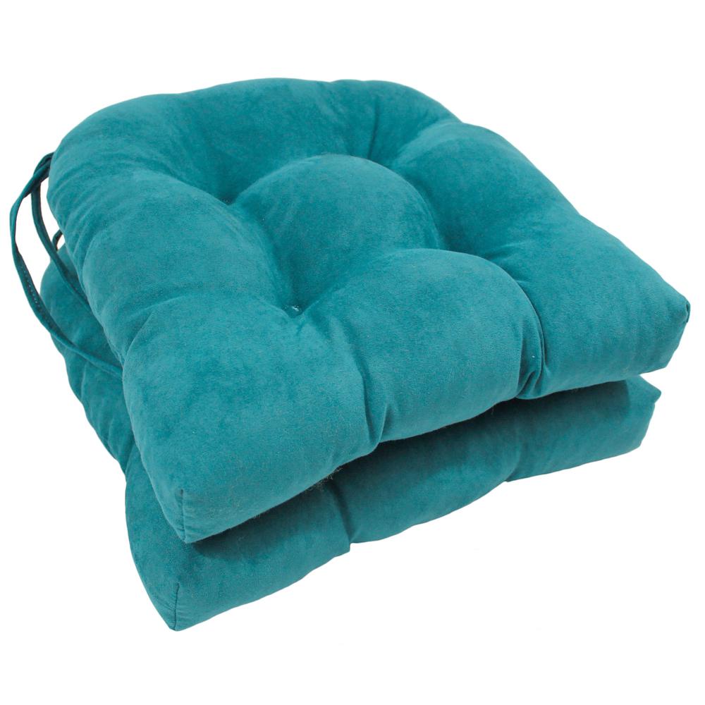16-inch Solid Microsuede U-shaped Tufted Chair Cushions (Set of 2). Picture 1