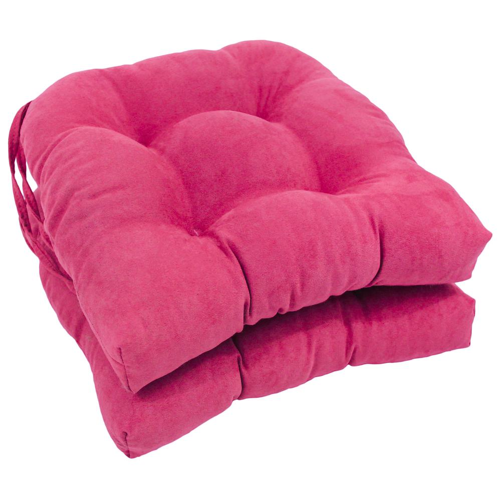 16-inch Solid Microsuede U-shaped Tufted Chair Cushions (Set of 2). Picture 1