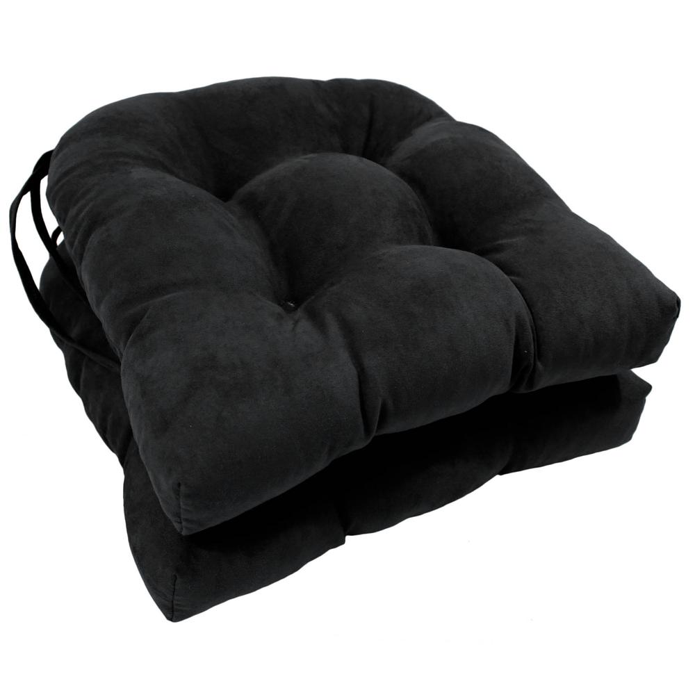 16-inch Solid Microsuede U-shaped Tufted Chair Cushions (Set of 2). Picture 1