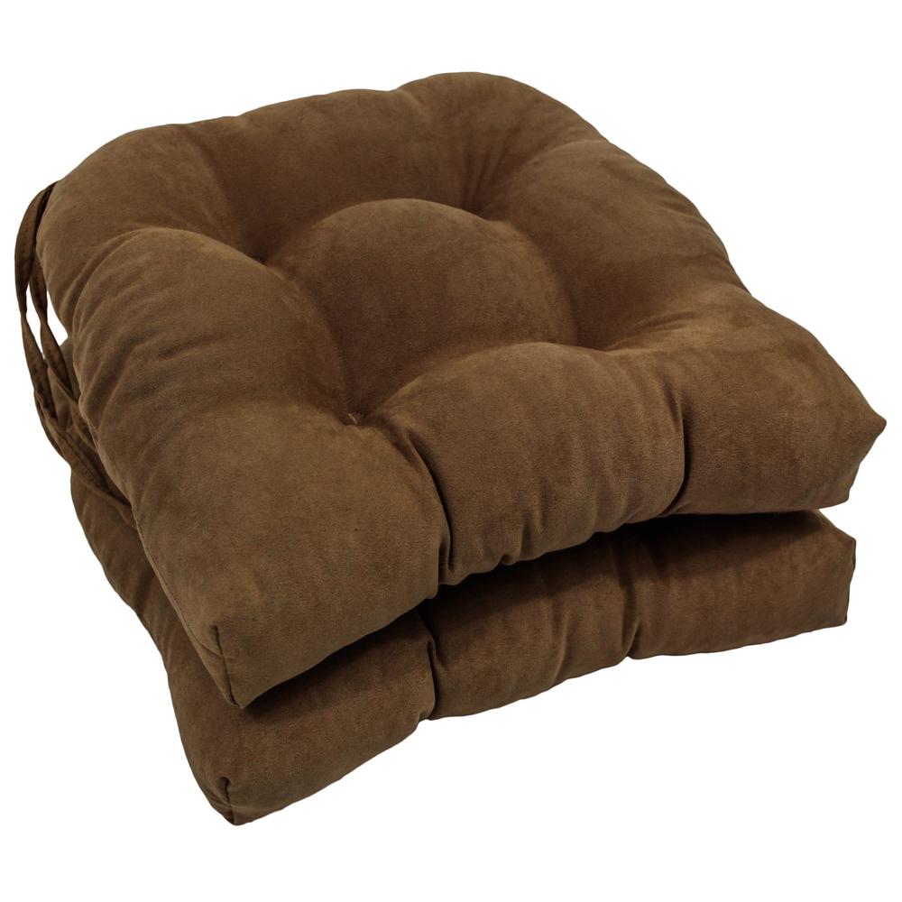 16-inch Solid Microsuede U-shaped Tufted Chair Cushions (Set of 2). Picture 1