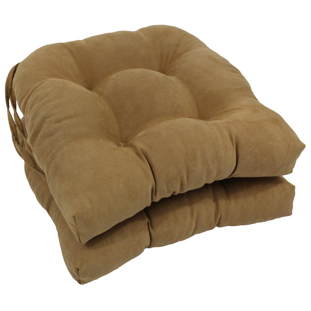 16-inch Solid Microsuede U-shaped Tufted Chair Cushions (Set of 2). Picture 1