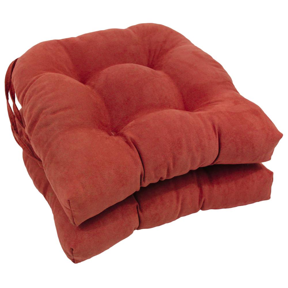 16-inch Solid Microsuede U-shaped Tufted Chair Cushions (Set of 2). Picture 1