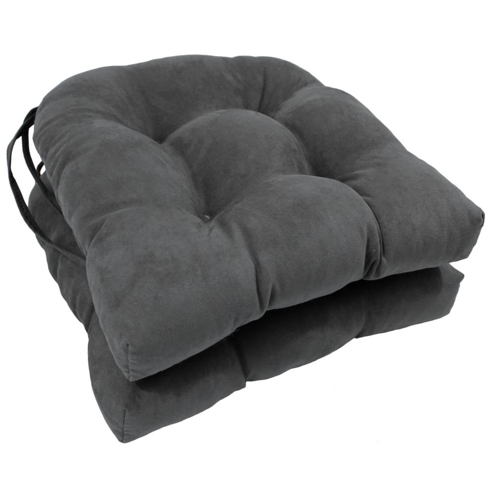 16-inch Solid Microsuede U-shaped Tufted Chair Cushions (Set of 2). Picture 1