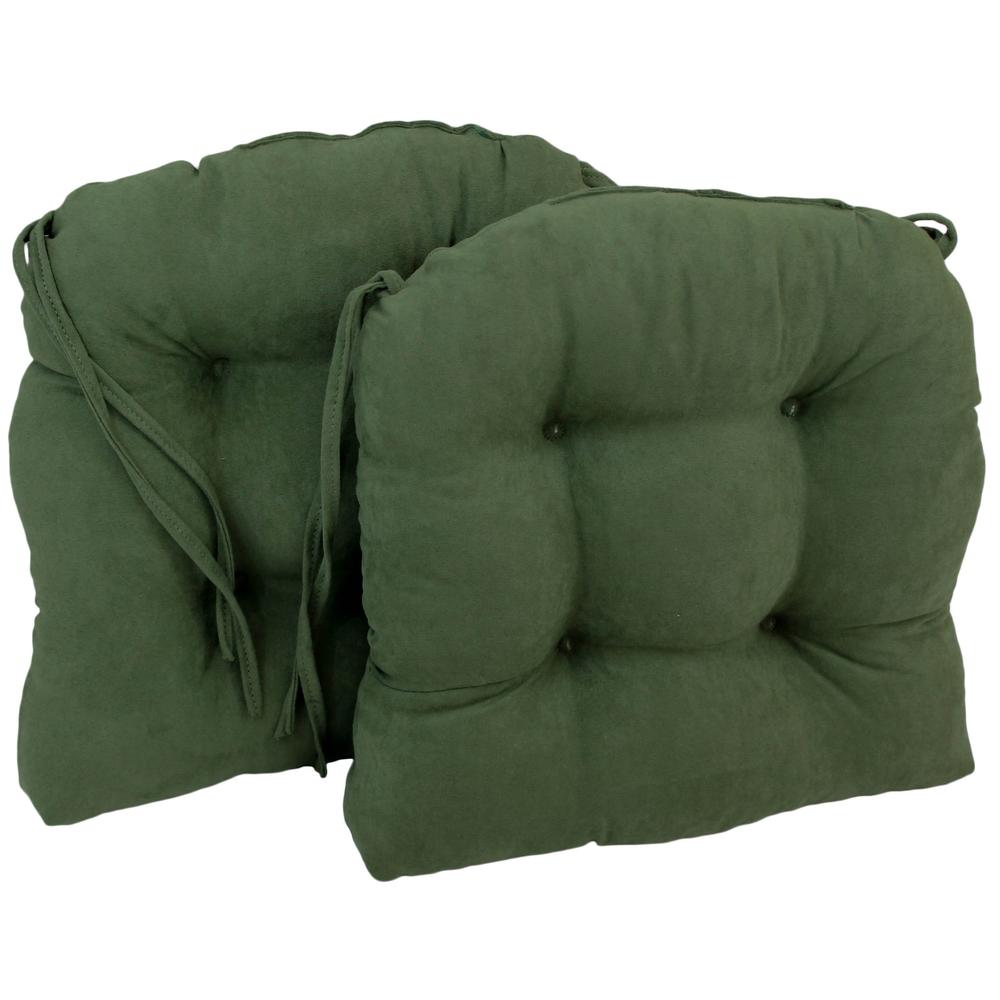 16-inch Solid Microsuede U-shaped Tufted Chair Cushions (Set of 2). Picture 1