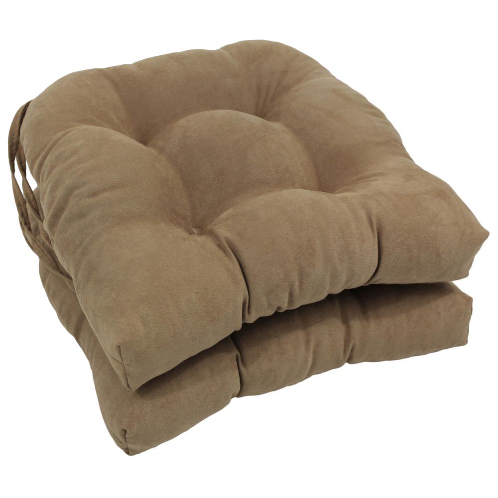 16-inch Solid Microsuede U-shaped Tufted Chair Cushions (Set of 2). Picture 1