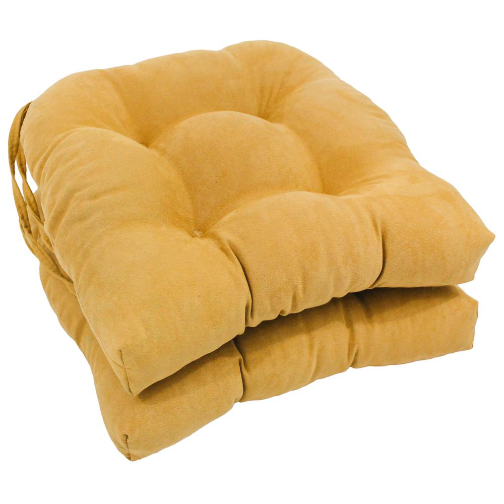 16-inch Solid Microsuede U-shaped Tufted Chair Cushions (Set of 2). Picture 1