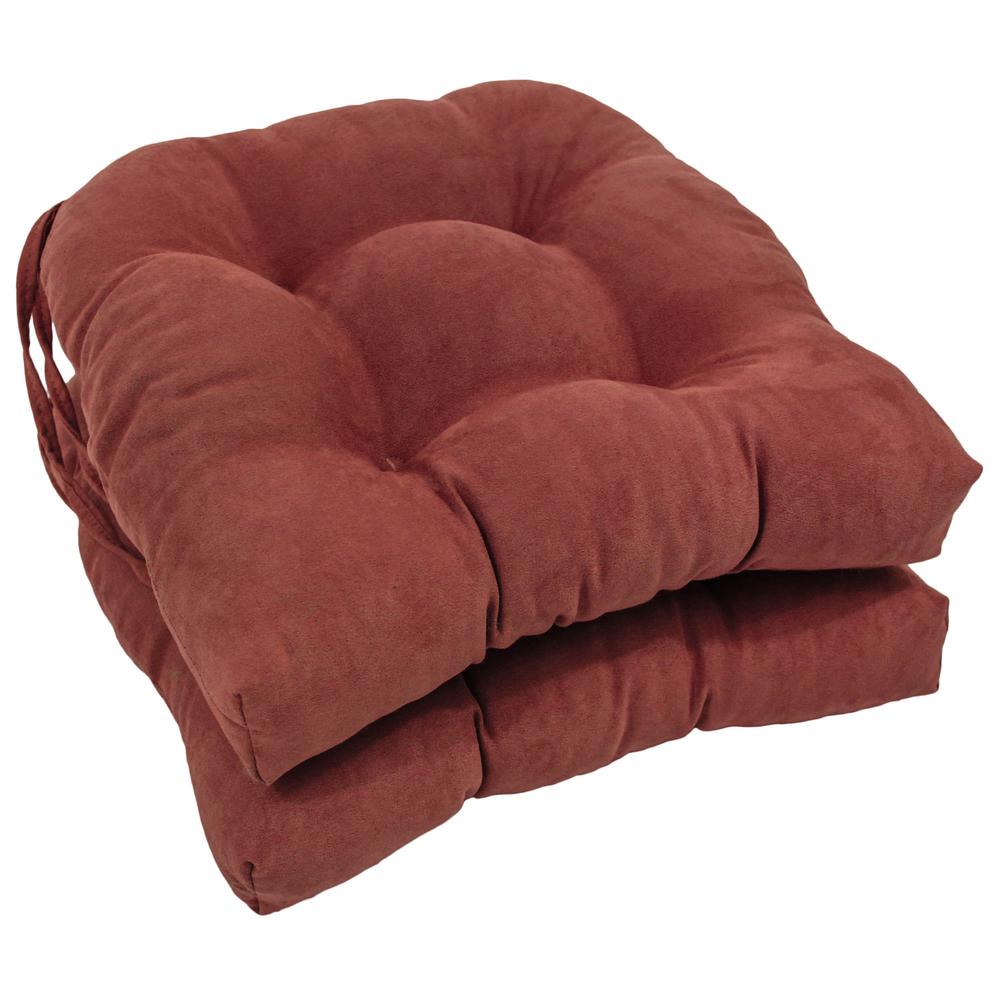 16-inch Solid Microsuede U-shaped Tufted Chair Cushions (Set of 2). Picture 1