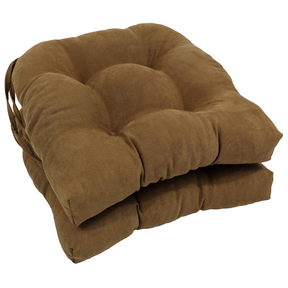 16-inch Solid Microsuede U-shaped Tufted Chair Cushions (Set of 2). Picture 1