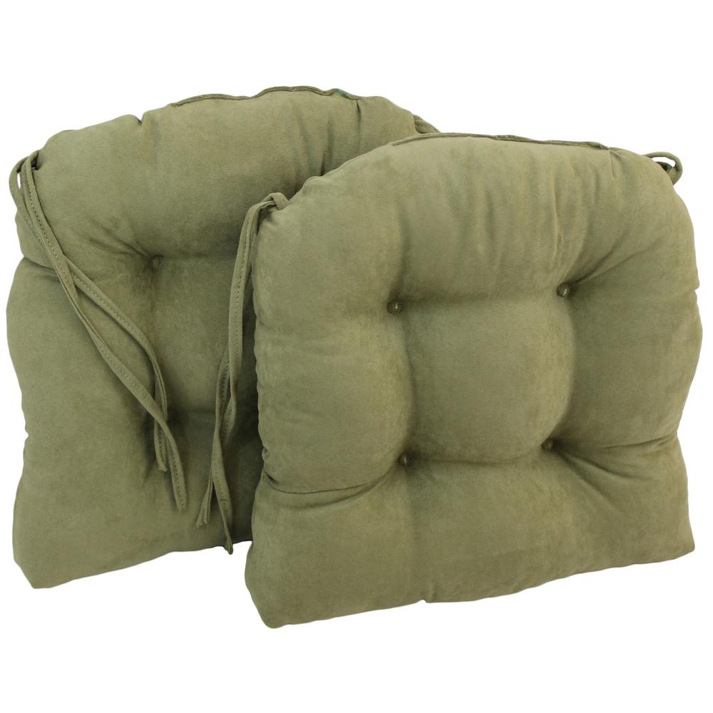 16-inch Solid Microsuede U-shaped Tufted Chair Cushions (Set of 2). Picture 1