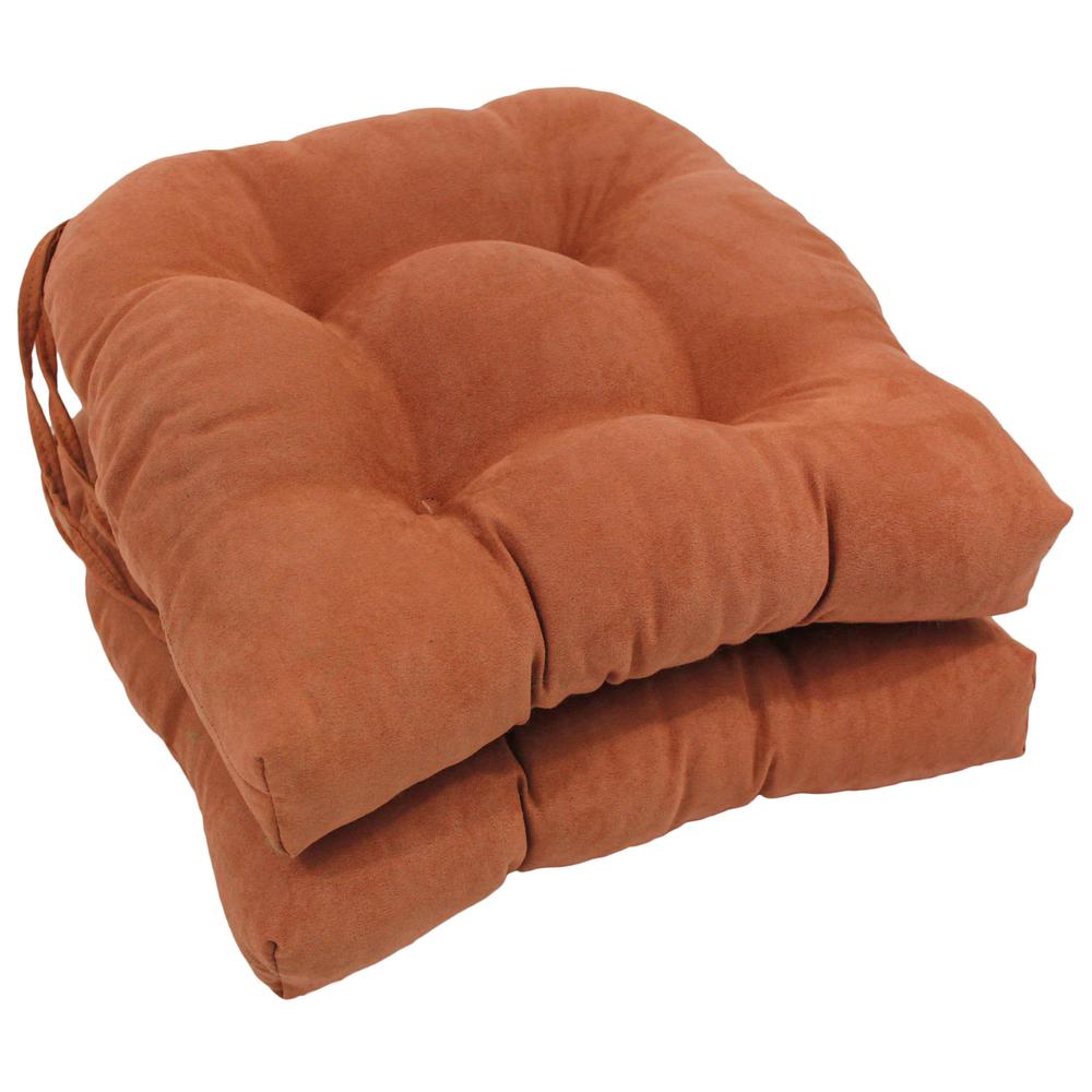 16-inch Solid Microsuede U-shaped Tufted Chair Cushions (Set of 2). Picture 1
