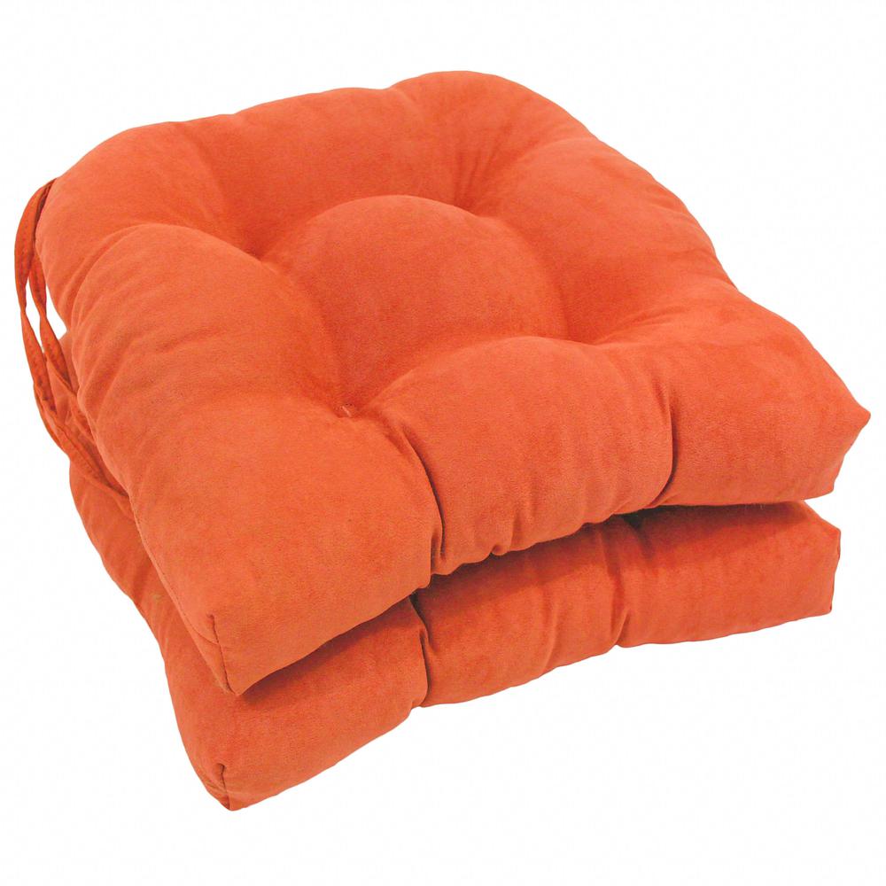 16-inch Solid Microsuede U-shaped Tufted Chair Cushions (Set of 2). Picture 1