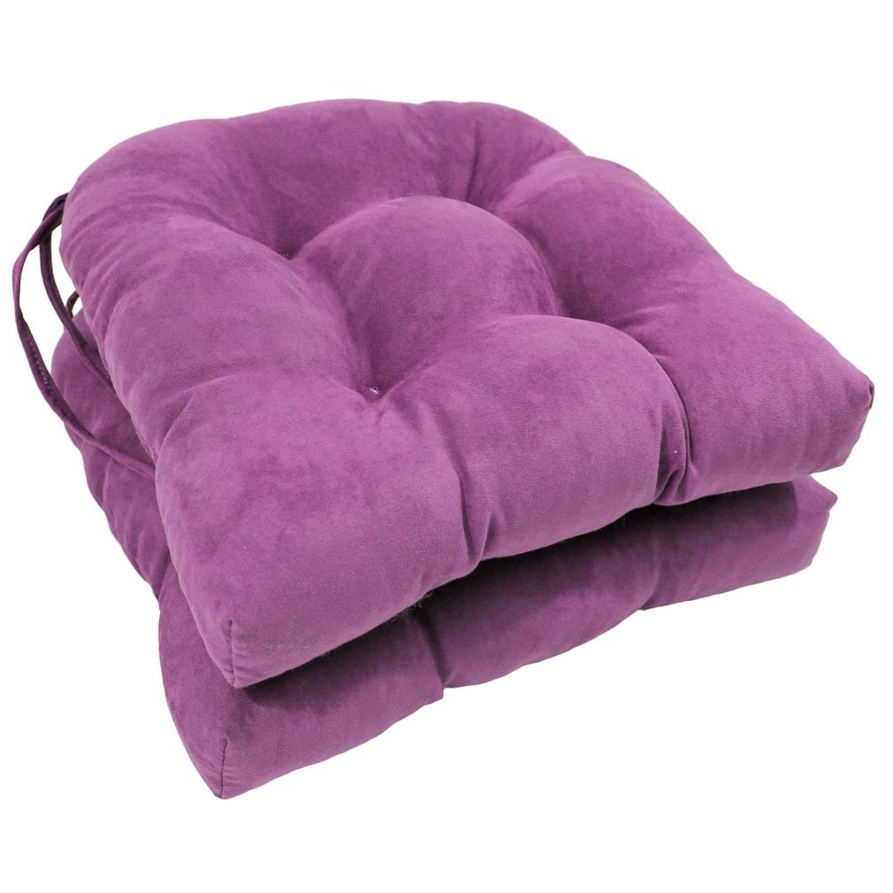 16-inch Solid Microsuede U-shaped Tufted Chair Cushions (Set of 2) 916X16US-T-2CH-MS-UV. Picture 1