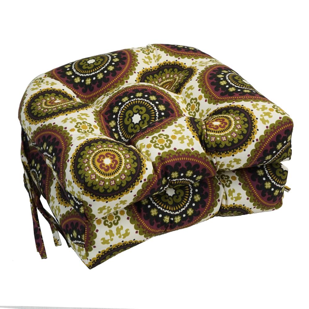 16-inch Spun Polyester Outdoor U-shaped Tufted Chair Cushion. Picture 1