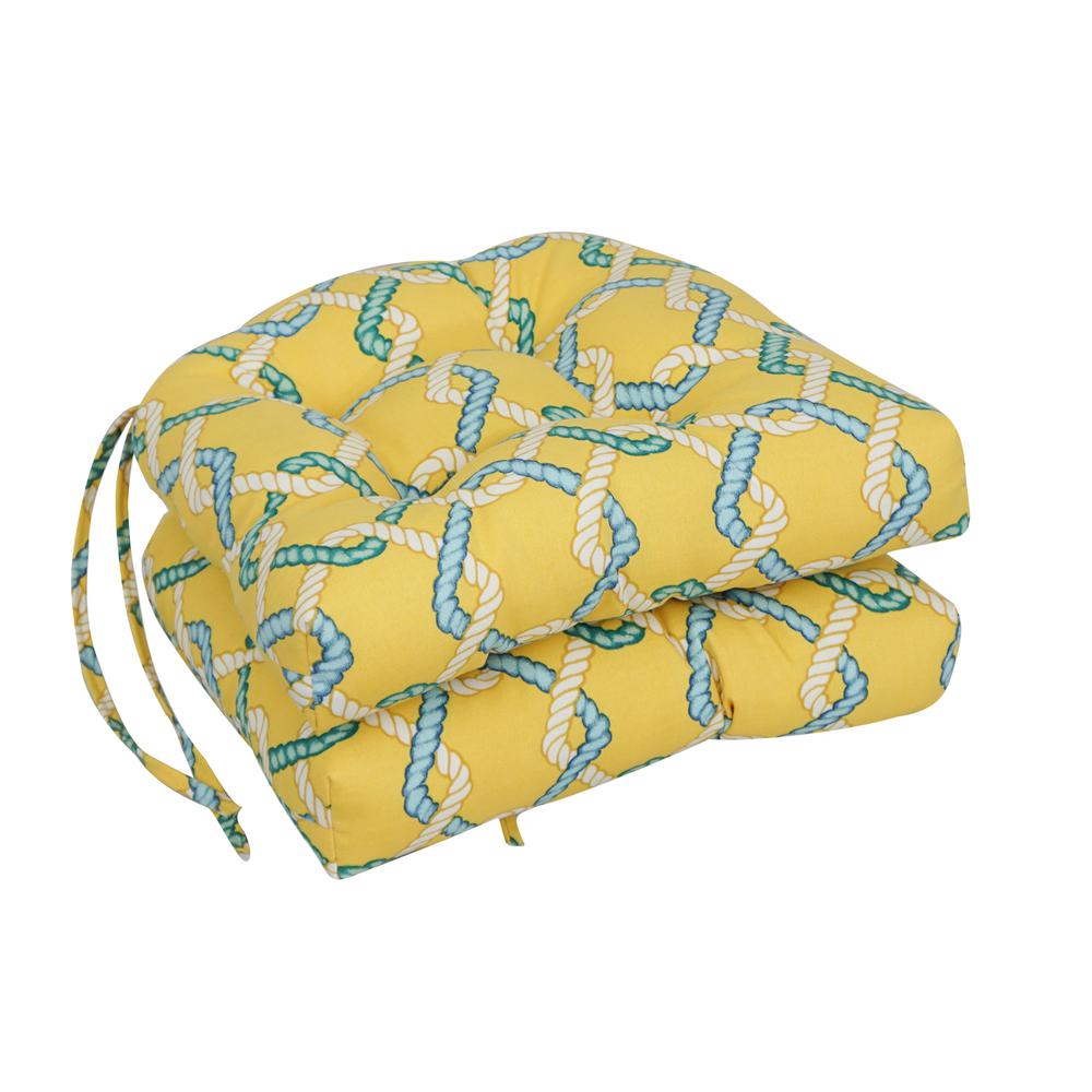 16-inch Spun Polyester Outdoor U-shaped Tufted Chair Cushions (Set of 2) 916X16US-T-2CH-OD-105. Picture 1