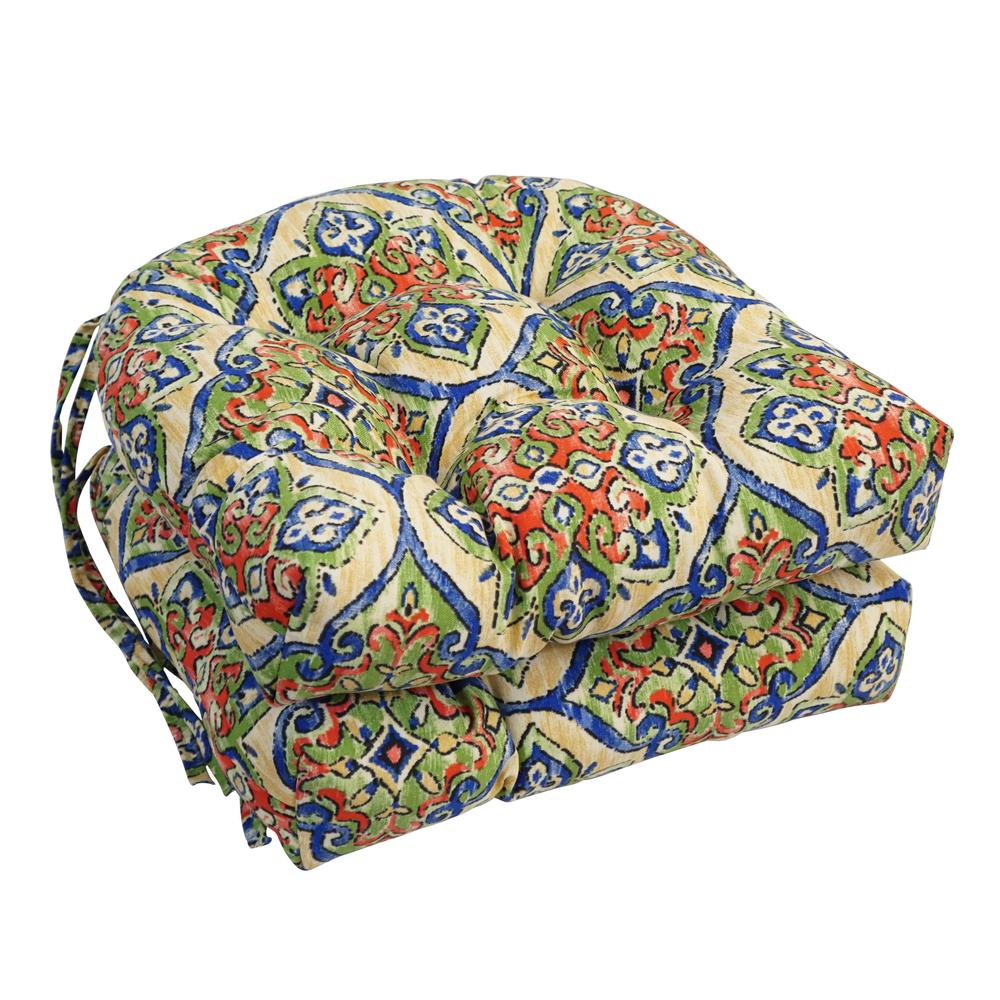 16-inch Spun Polyester Outdoor U-shaped Tufted Chair Cushion. Picture 1