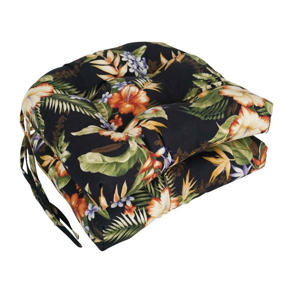 16-inch Spun Polyester Patterned Outdoor U-shaped Tufted Chair Cushion. Picture 1