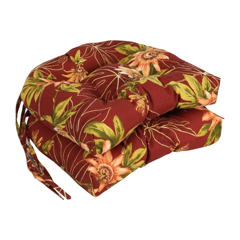 16-inch Spun Polyester Patterned Outdoor U-shaped Tufted Chair Cushion. Picture 1