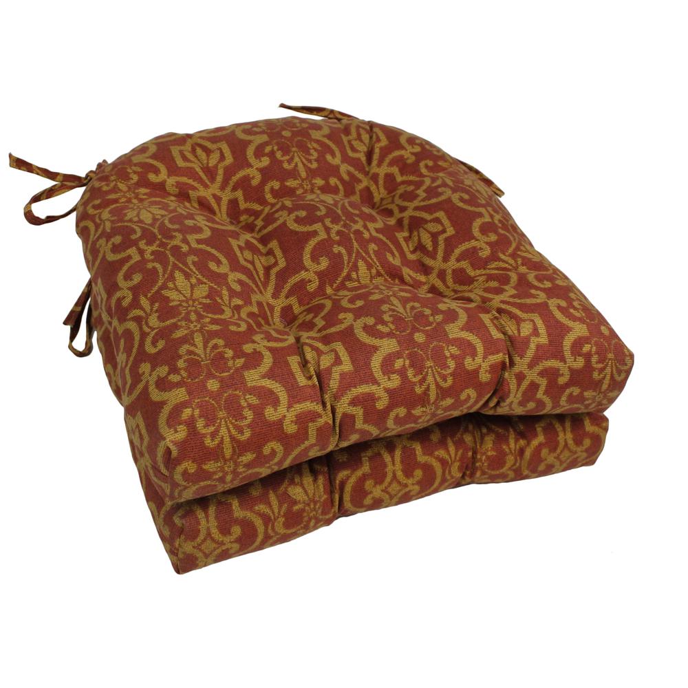 16-inch Outdoor Spun Polyester U-shaped Tufted Chair Cushions (Set of 2). Picture 1