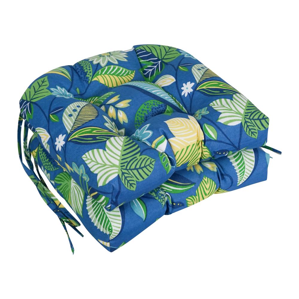 16-inch Spun Polyester Patterned Outdoor U-shaped Tufted Chair Cushion. Picture 1