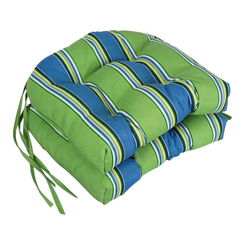 16-inch Spun Polyester Patterned Outdoor U-shaped Tufted Chair Cushion. Picture 1
