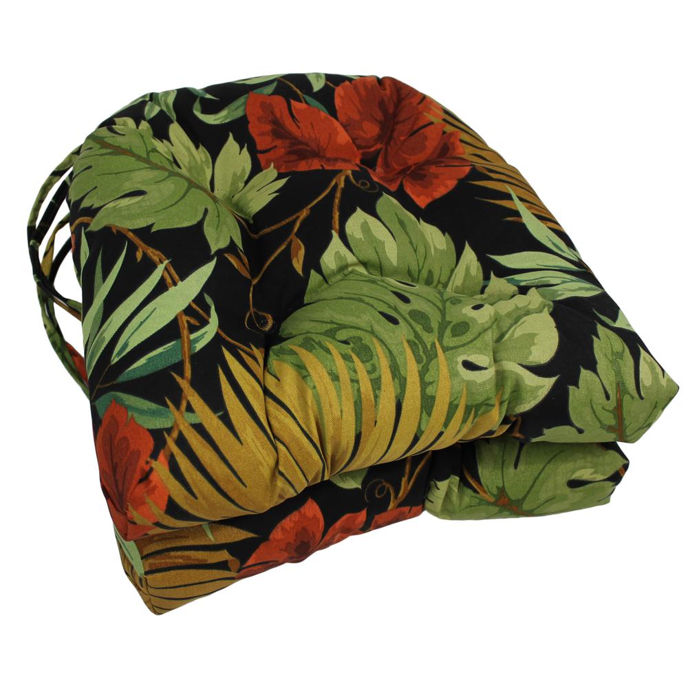 16-inch Outdoor Spun Polyester U-shaped Tufted Chair Cushions (Set of 2). Picture 2