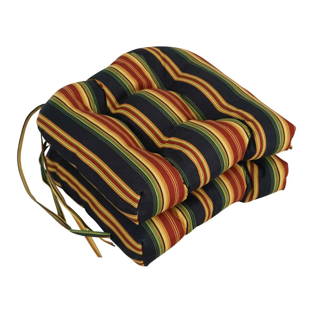 16-inch Spun Polyester Patterned Outdoor U-shaped Tufted Chair Cushion. Picture 1