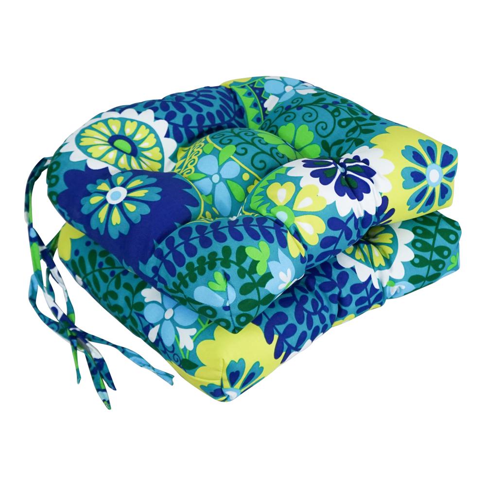 16-inch Spun Polyester Patterned Outdoor U-shaped Tufted Chair Cushion. Picture 1