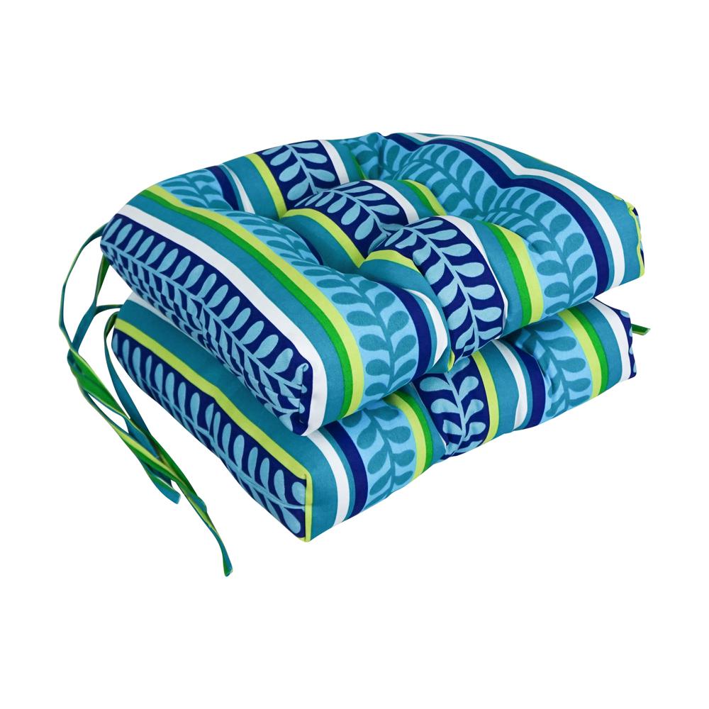 16-inch Spun Polyester Patterned Outdoor U-shaped Tufted Chair Cushion. Picture 1