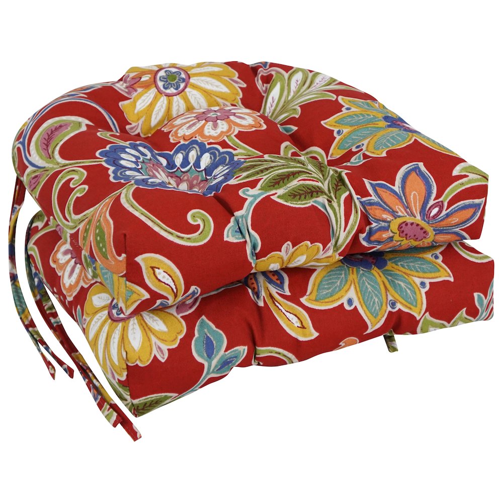 16-inch Polyester Patterned Outdoor U-shaped Chair Cushions (Set of 2). Picture 1