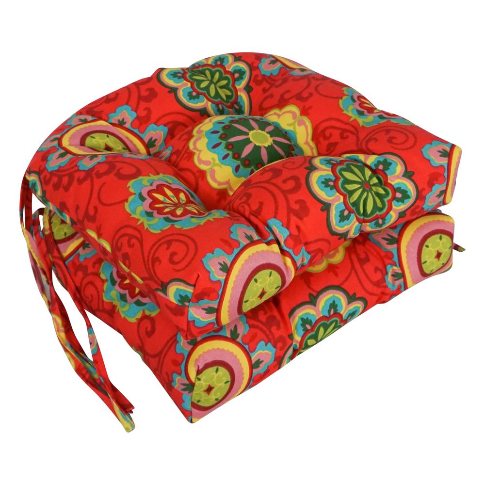 16-inch Outdoor Spun Polyester U-shaped Tufted Chair Cushions (Set of 2). Picture 1