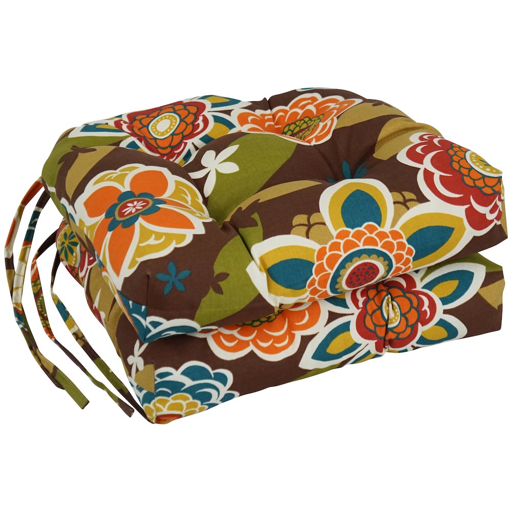 16-inch Polyester Patterned Outdoor U-shaped Chair Cushions (Set of 2). Picture 1