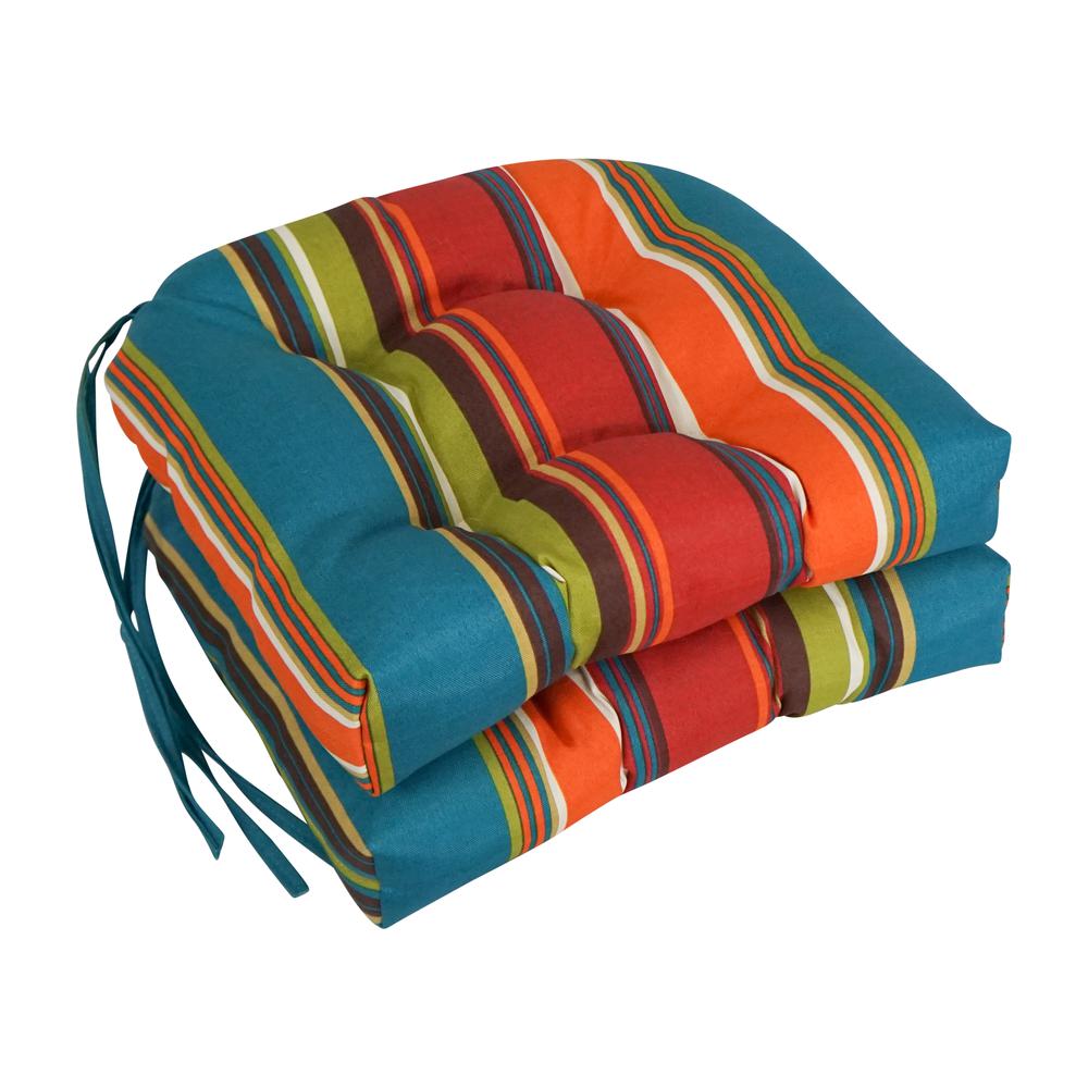 16-inch Outdoor Spun Polyester U-shaped Tufted Chair Cushions (Set of 2). Picture 1