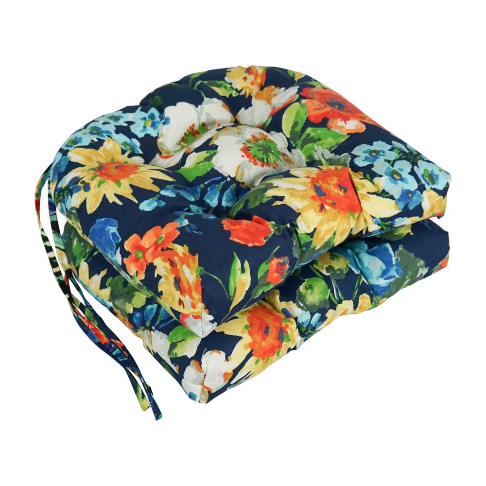 16-inch Spun Polyester Patterned Outdoor U-shaped Tufted Chair Cushion. Picture 1