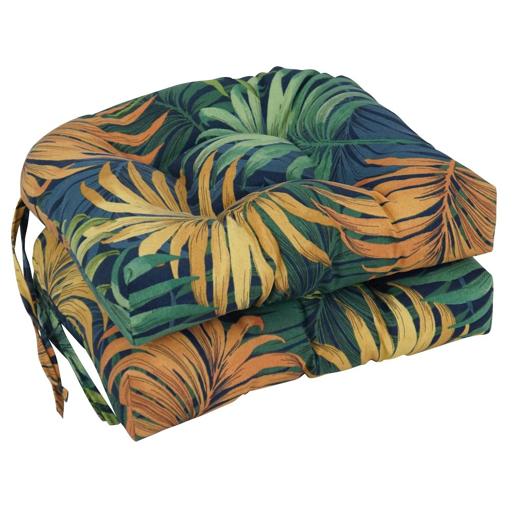16-inch Polyester Patterned Outdoor U-shaped Chair Cushions (Set of 2). Picture 1