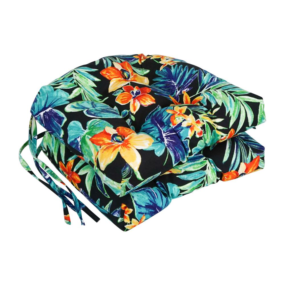 16-inch Spun Polyester Patterned Outdoor U-shaped Tufted Chair Cushion. Picture 1