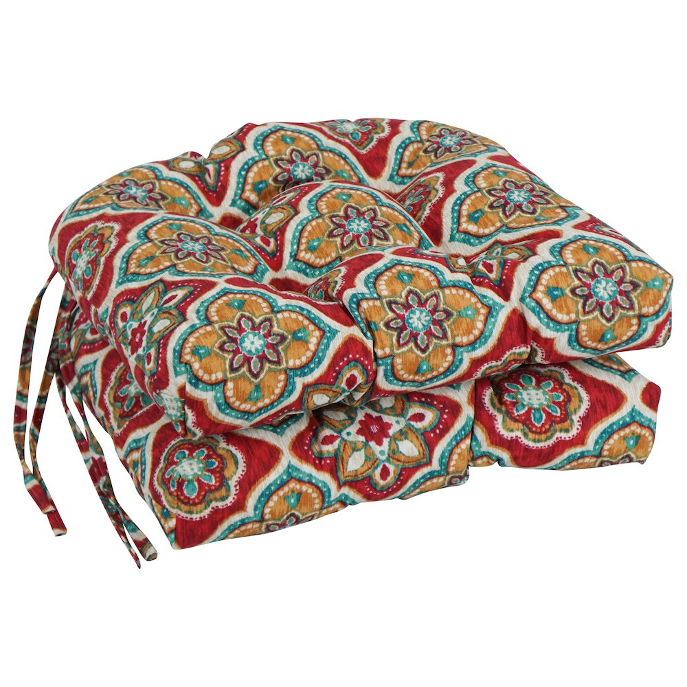 16-inch Polyester Patterned Outdoor U-shaped Chair Cushions (Set of 2). Picture 1