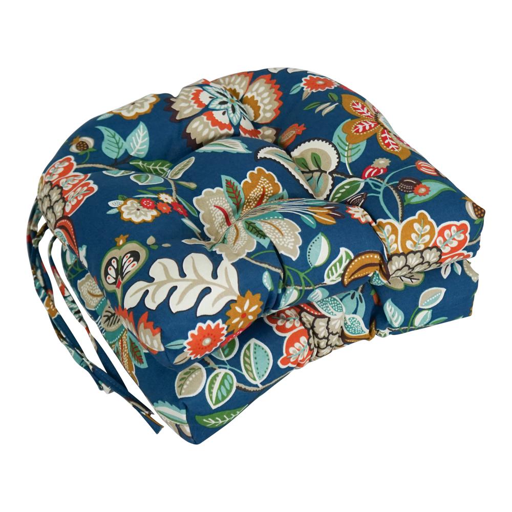 16-inch Spun Polyester Patterned Outdoor U-shaped Tufted Chair Cushion. Picture 1