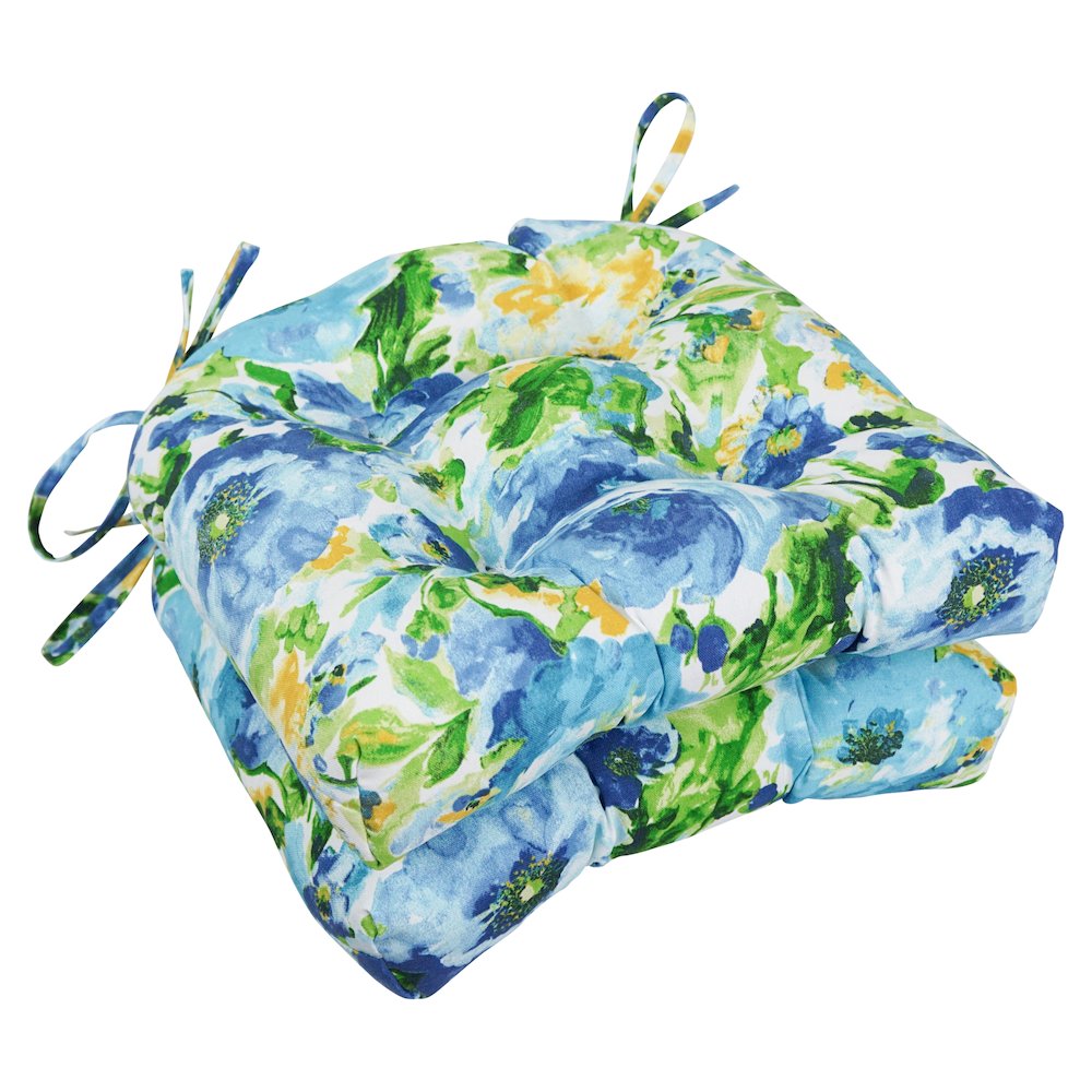 16-inch Polyester Patterned Outdoor U-shaped Chair Cushions (Set of 2). Picture 1