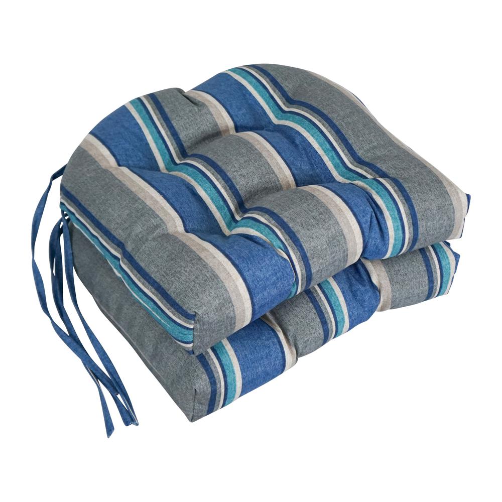 16-inch Spun Polyester Patterned Outdoor U-shaped Tufted Chair Cushion. Picture 1