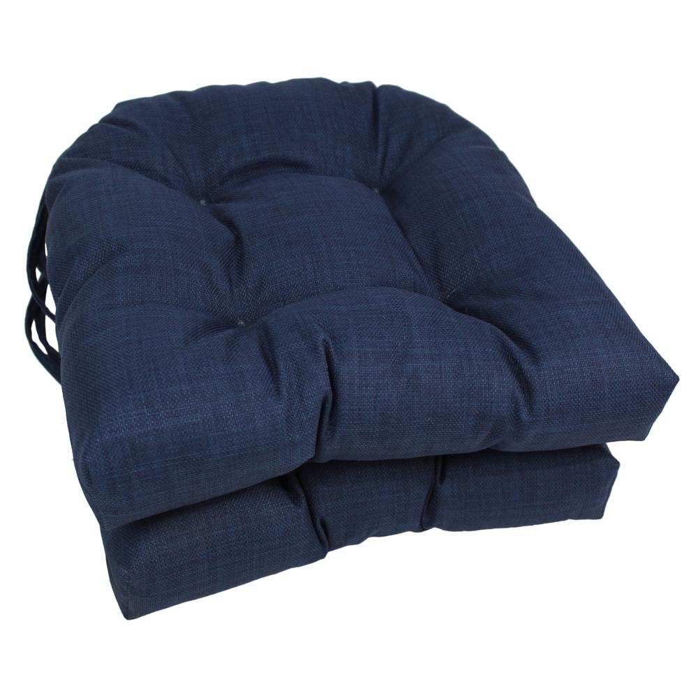 16-inch Outdoor Spun Polyester U-shaped Tufted Chair Cushions (Set of 2). Picture 1