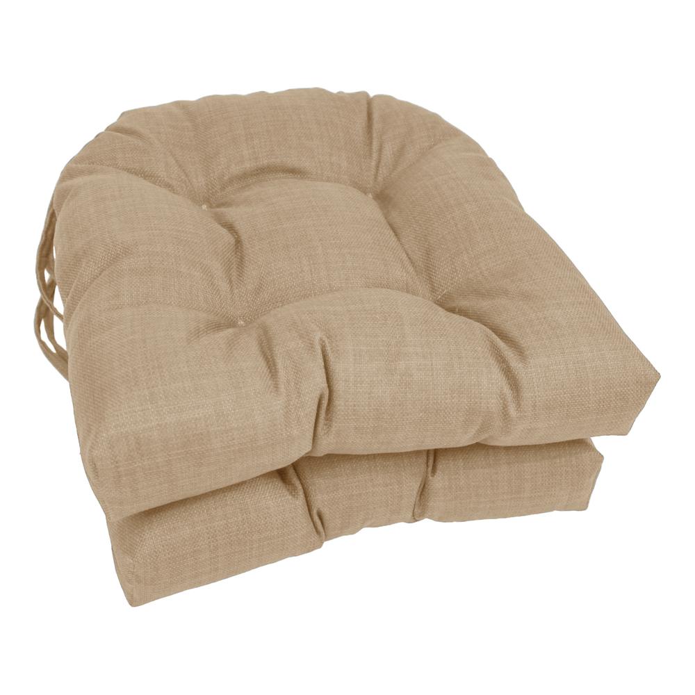 16-inch Spun Polyester Solid Outdoor U-shaped Tufted Chair Cushion. Picture 1