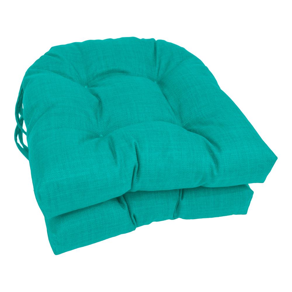 16-inch Spun Polyester Solid Outdoor U-shaped Tufted Chair Cushion. Picture 1
