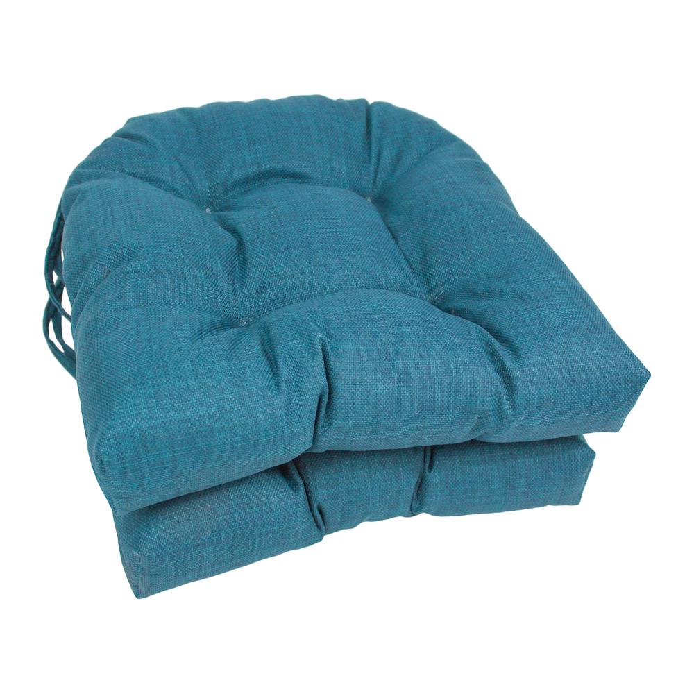 16-inch Outdoor Spun Polyester U-shaped Tufted Chair Cushions (Set of 2). Picture 1