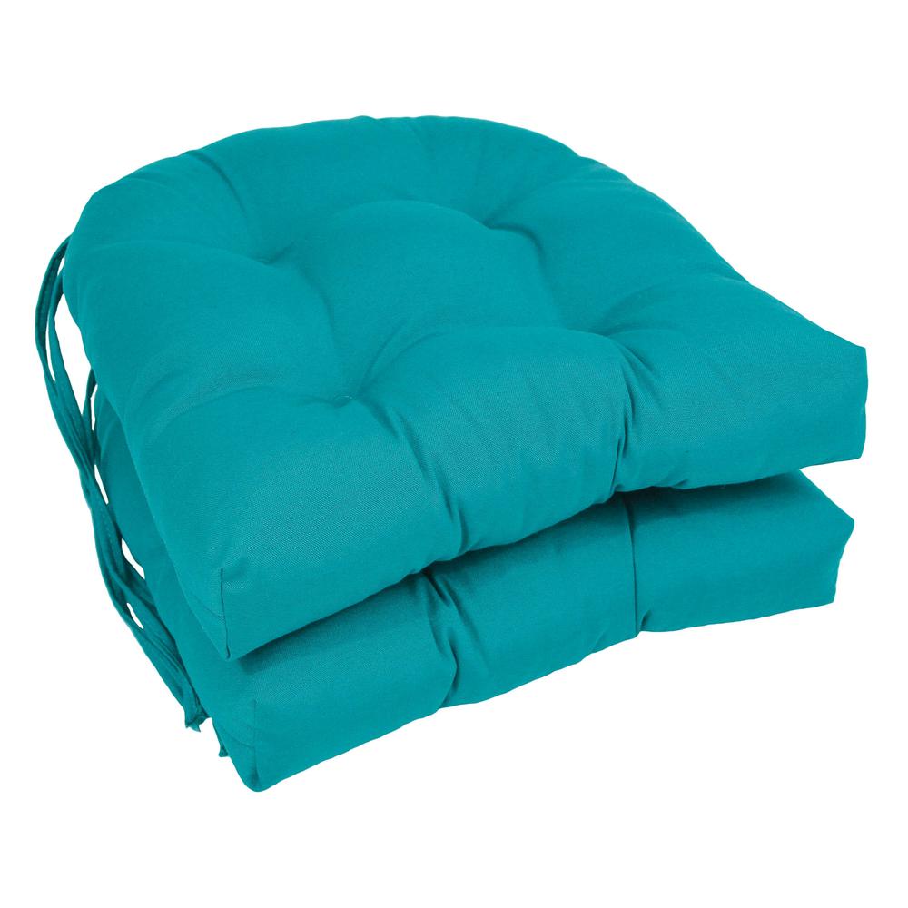 16-inch Solid Twill U-shaped Tufted Chair Cushions (Set of 2). Picture 1