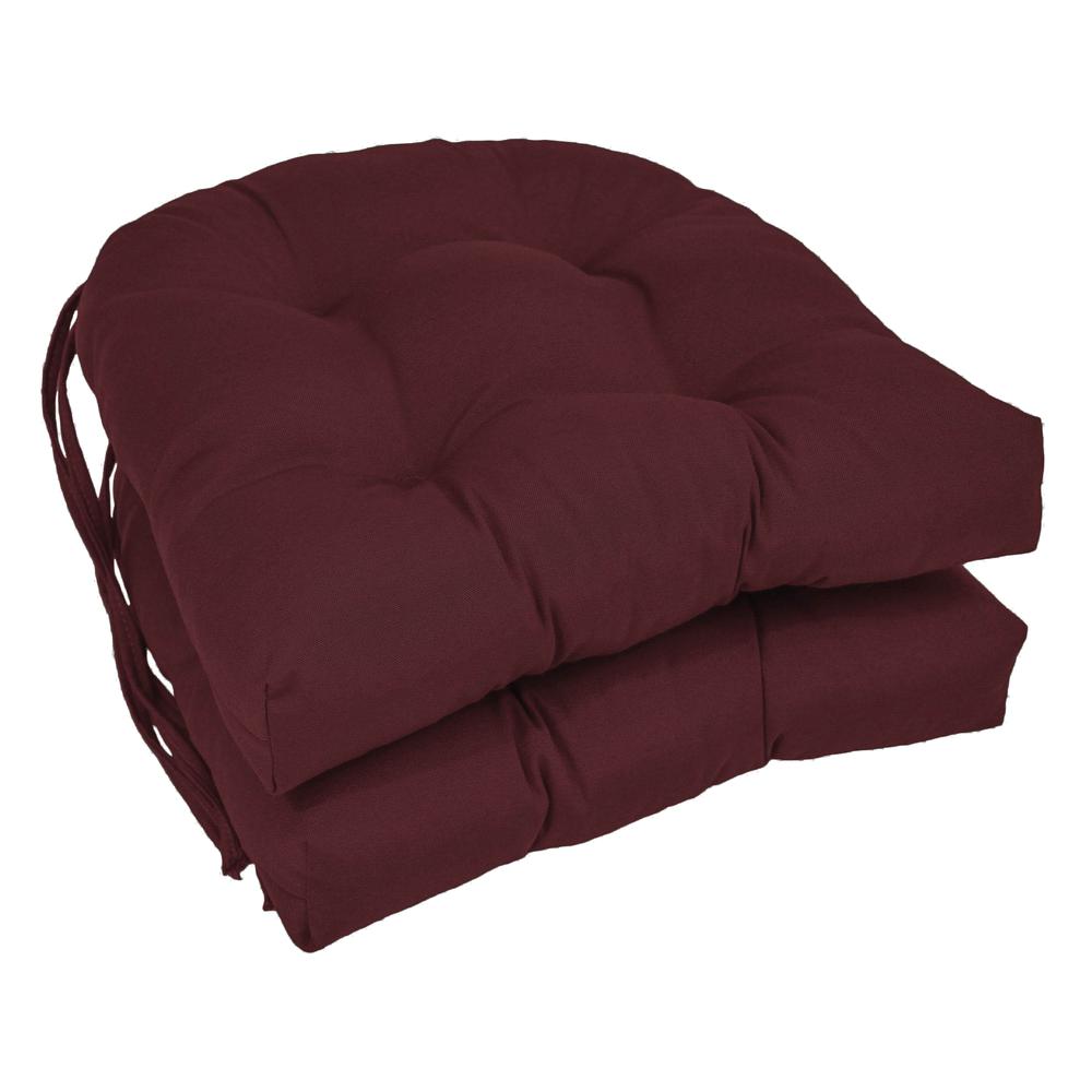 16-inch Solid Twill U-shaped Tufted Chair Cushions (Set of 2). Picture 1