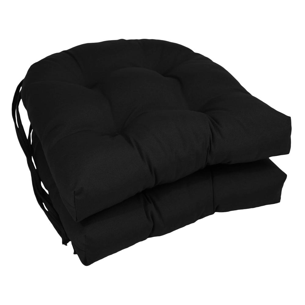 16-inch Solid Twill U-shaped Tufted Chair Cushions (Set of 2). Picture 1